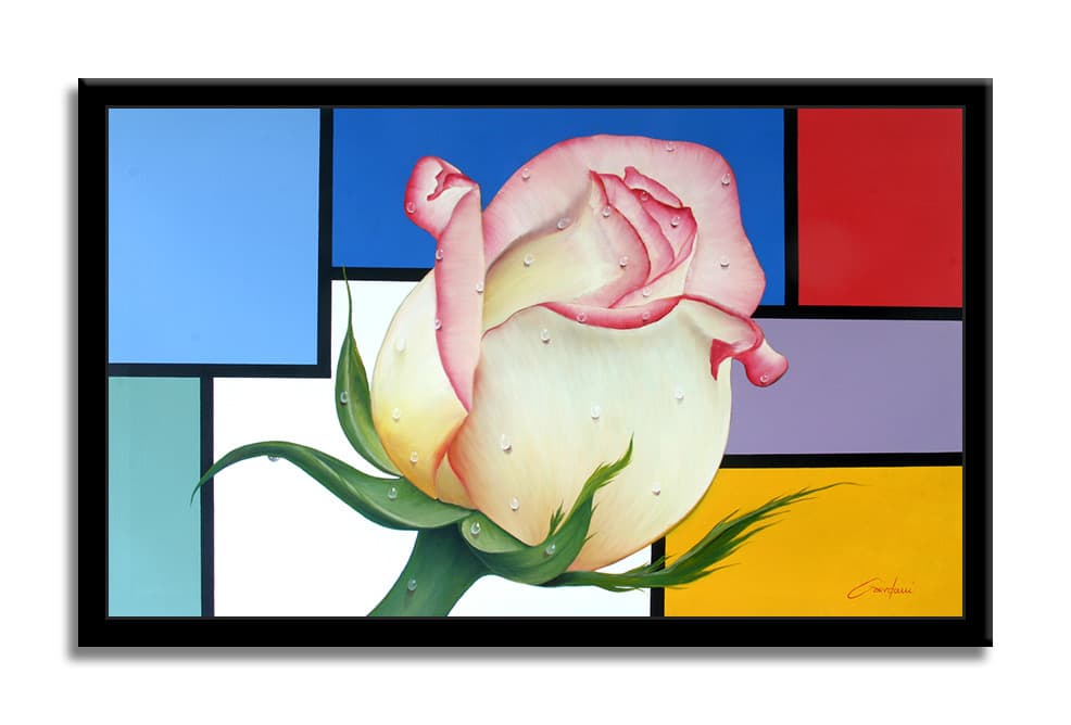 Modrian Flower – Original Painting on Canvas