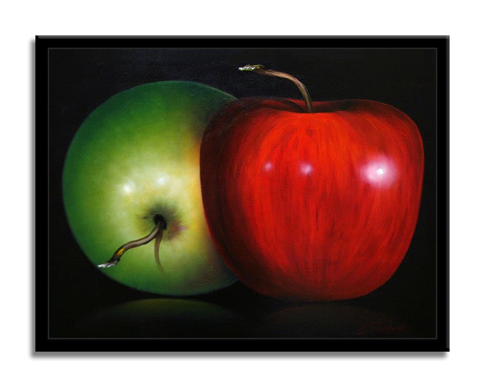 Two Apples - Original Painting on Canvas