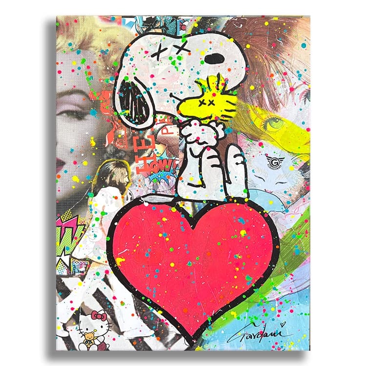 Snoopy Hug your heart – Original Painting on canvas