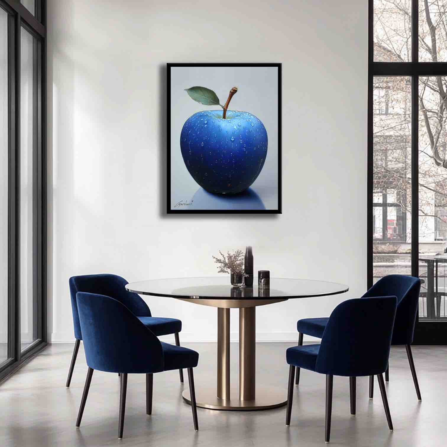 Blue Apple - Original Painting on Canvas